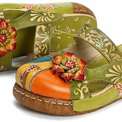 Nuheel® Women's Clogs Leather Slippers Leather Slip On Mules Flat Sandals Woman