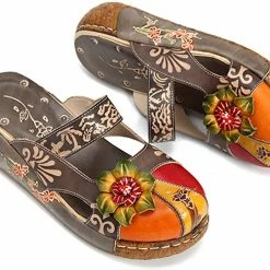 Nuheel® Women's Clogs Leather Slippers Leather Slip On Mules Flat Sandals Woman