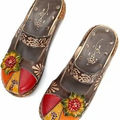 Nuheel® Women's Clogs Leather Slippers Leather Slip On Mules Flat Sandals Woman
