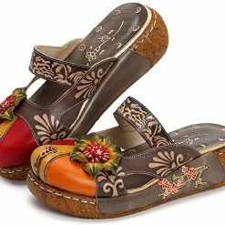 Nuheel® Women's Clogs Leather Slippers Leather Slip On Mules Flat Sandals Woman