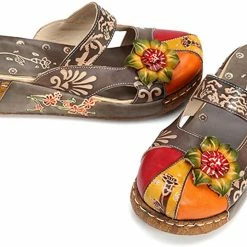 Nuheel® Women's Clogs Leather Slippers Leather Slip On Mules Flat Sandals Woman