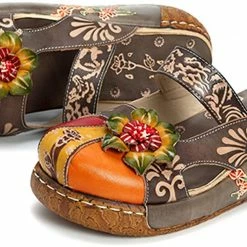 Nuheel® Women's Clogs Leather Slippers Leather Slip On Mules Flat Sandals Woman