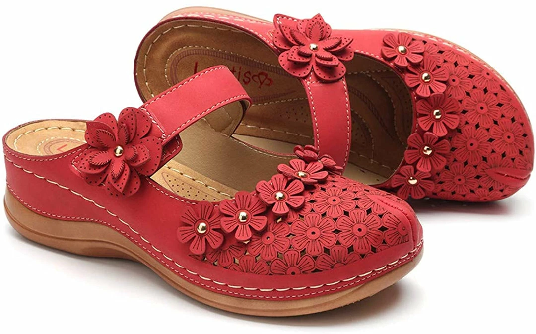 Nuheel® Women's Clogs Leather Slippers Leather Slip On Mules Flat Sandals 4 Nuheel® Women's Clogs Leather Slippers Leather Slip On Mules Flat Sandals