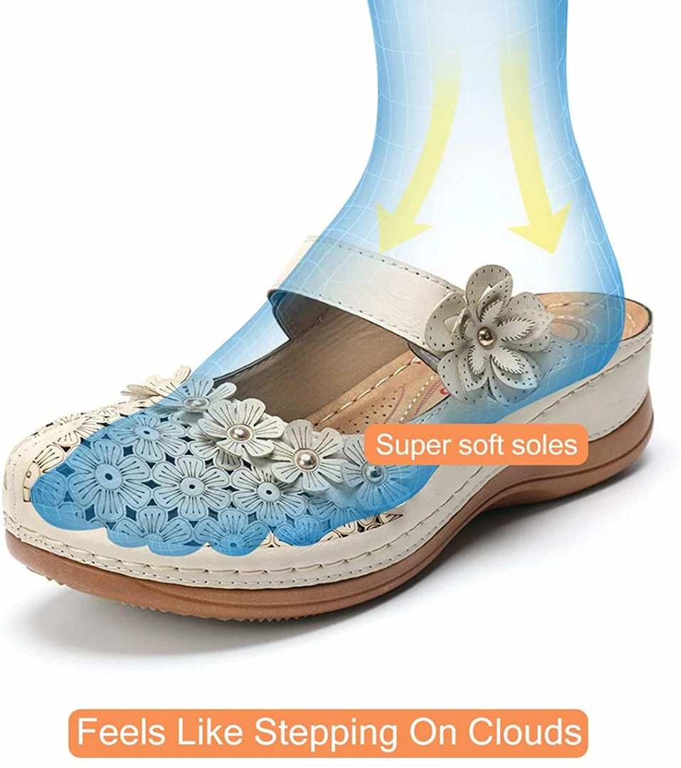 Nuheel® Women's Clogs Leather Slippers Leather Slip On Mules Flat Sandals 27 Nuheel® Women's Clogs Leather Slippers Leather Slip On Mules Flat Sandals