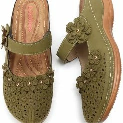 Nuheel® Women's Clogs Leather Slippers Leather Slip On Mules Flat Sandals 114 Nuheel® Women's Clogs Leather Slippers Leather Slip On Mules Flat Sandals