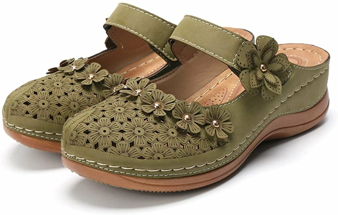 Nuheel® Women's Clogs Leather Slippers Leather Slip On Mules Flat Sandals 54 Nuheel® Women's Clogs Leather Slippers Leather Slip On Mules Flat Sandals