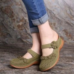 Nuheel® Women's Clogs Leather Slippers Leather Slip On Mules Flat Sandals 118 Nuheel® Women's Clogs Leather Slippers Leather Slip On Mules Flat Sandals