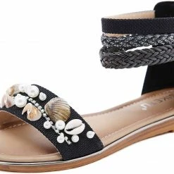 Nuheel® Woman Women's Gladiator Flat Sandals Roman Flip Flops Shoes Sandals With Zipper