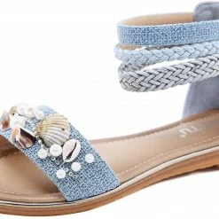 Nuheel® Woman Women's Gladiator Flat Sandals Roman Flip Flops Shoes Sandals With Zipper