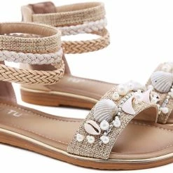 Nuheel® Woman Women's Gladiator Flat Sandals Roman Flip Flops Shoes Sandals With Zipper