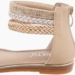 Nuheel® Woman Women's Gladiator Flat Sandals Roman Flip Flops Shoes Sandals With Zipper