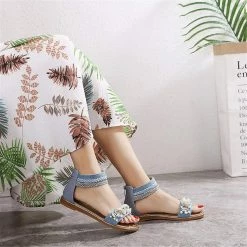 Nuheel® Woman Women's Gladiator Flat Sandals Roman Flip Flops Shoes Sandals With Zipper