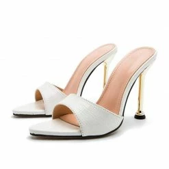 Nuheel® Woman Women Slippers High Heels Snake Print Strappy Mule Sandals Party Shoes