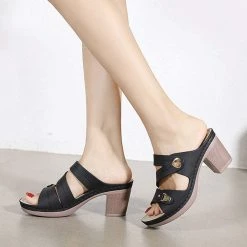Nuheel® Woman Women Summer Sandals With Block Heel Comfort Wedge Sandals 32 Nuheel® Woman Women Summer Sandals With Block Heel Comfort Wedge Sandals