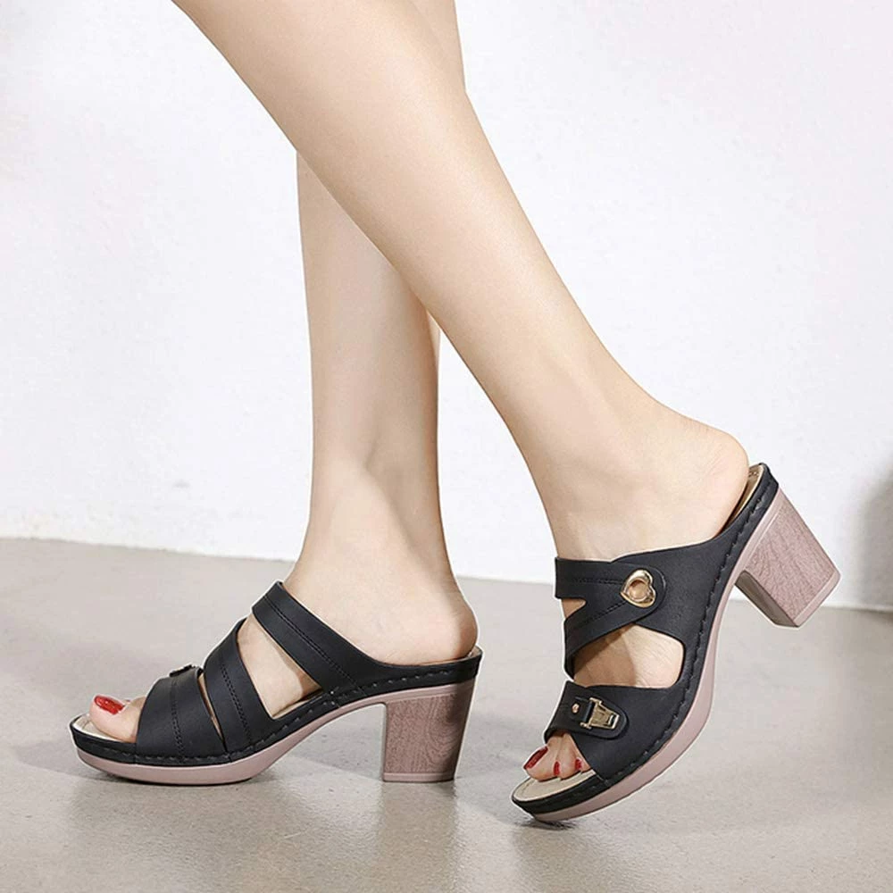 Nuheel® Woman Women Summer Sandals With Block Heel Comfort Wedge Sandals 12 Nuheel® Woman Women Summer Sandals With Block Heel Comfort Wedge Sandals