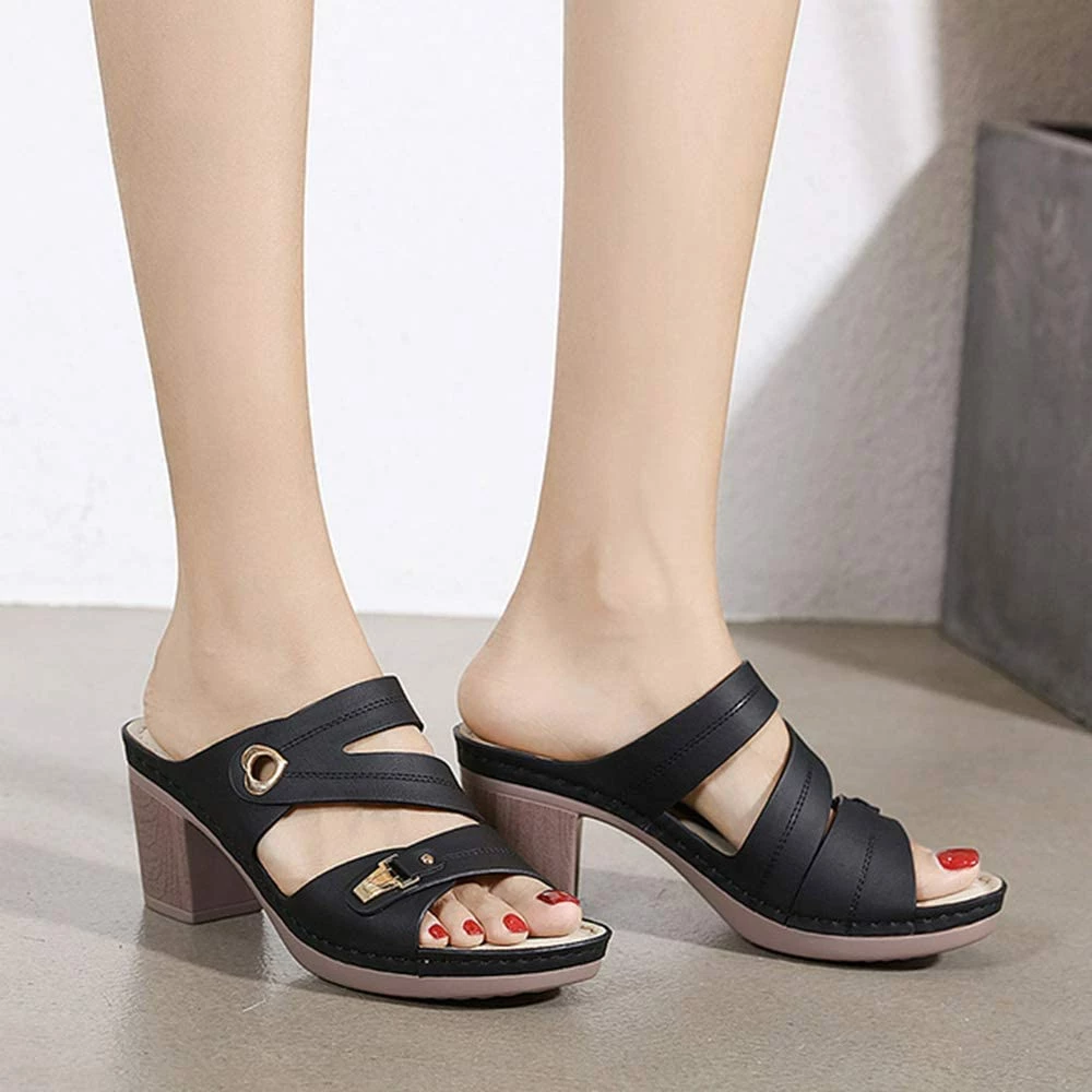 Nuheel® Woman Women Summer Sandals With Block Heel Comfort Wedge Sandals 13 Nuheel® Woman Women Summer Sandals With Block Heel Comfort Wedge Sandals