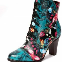 Nuheel® Woman Womens Ankle Boots Leather Winter Fur Lined Boots High Block Heel