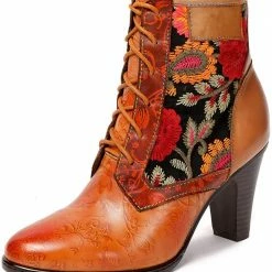 Nuheel® Woman Womens Ankle Boots Leather Winter Fur Lined Boots High Block Heel