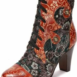 Nuheel® Woman Womens Ankle Boots Leather Winter Fur Lined Boots High Block Heel