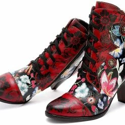 Nuheel® Woman Womens Ankle Boots Leather Winter Fur Lined Boots High Block Heel