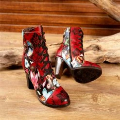 Nuheel® Woman Womens Ankle Boots Leather Winter Fur Lined Boots High Block Heel