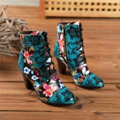 Nuheel® Woman Womens Ankle Boots Leather Winter Fur Lined Boots High Block Heel