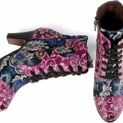 Nuheel® Woman Womens Ankle Boots Leather Winter Fur Lined Boots High Block Heel