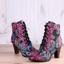 Nuheel® Woman Womens Ankle Boots Leather Winter Fur Lined Boots High Block Heel