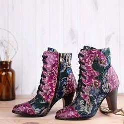 Nuheel® Woman Womens Ankle Boots Leather Winter Fur Lined Boots High Block Heel