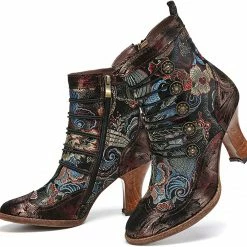 Nuheel® Woman Womens Ankle Boots Leather Winter Fur Lined Boots High Block Heel