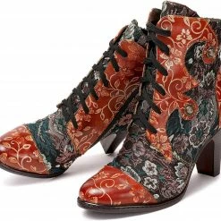 Nuheel® Woman Womens Ankle Boots Leather Winter Fur Lined Boots High Block Heel