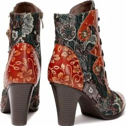 Nuheel® Woman Womens Ankle Boots Leather Winter Fur Lined Boots High Block Heel