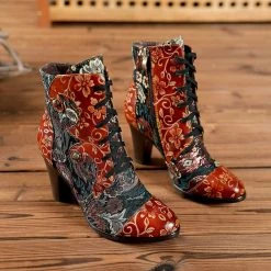 Nuheel® Woman Womens Ankle Boots Leather Winter Fur Lined Boots High Block Heel