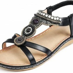 Nuheel® Womens Bohemian Summer Sandals Bead Style Beach Sandals Gladiator Sandals