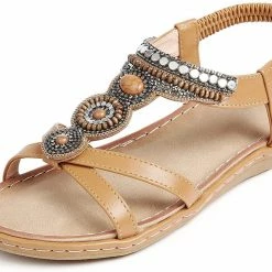 Nuheel® Womens Bohemian Summer Sandals Bead Style Beach Sandals Gladiator Sandals