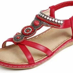 Nuheel® Womens Bohemian Summer Sandals Bead Style Beach Sandals Gladiator Sandals