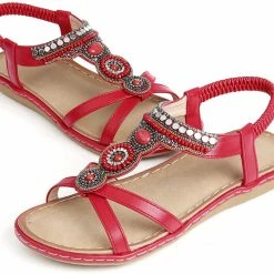 Nuheel® Womens Bohemian Summer Sandals Bead Style Beach Sandals Gladiator Sandals