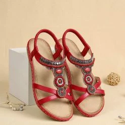 Nuheel® Womens Bohemian Summer Sandals Bead Style Beach Sandals Gladiator Sandals