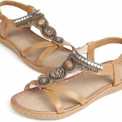 Nuheel® Womens Bohemian Summer Sandals Bead Style Beach Sandals Gladiator Sandals