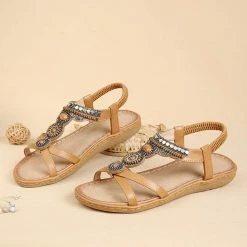 Nuheel® Womens Bohemian Summer Sandals Bead Style Beach Sandals Gladiator Sandals