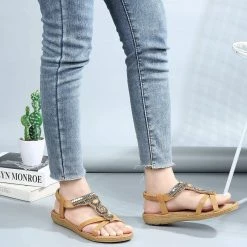 Nuheel® Womens Bohemian Summer Sandals Bead Style Beach Sandals Gladiator Sandals