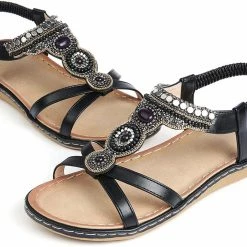 Nuheel® Womens Bohemian Summer Sandals Bead Style Beach Sandals Gladiator Sandals