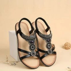 Nuheel® Womens Bohemian Summer Sandals Bead Style Beach Sandals Gladiator Sandals