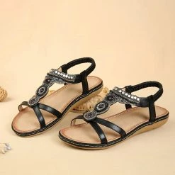 Nuheel® Womens Bohemian Summer Sandals Bead Style Beach Sandals Gladiator Sandals