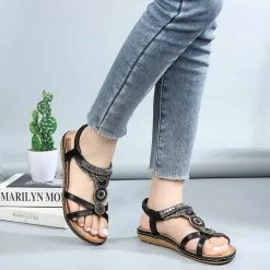 Nuheel® Womens Bohemian Summer Sandals Bead Style Beach Sandals Gladiator Sandals