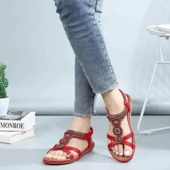 Nuheel® Womens Bohemian Summer Sandals Bead Style Beach Sandals Gladiator Sandals