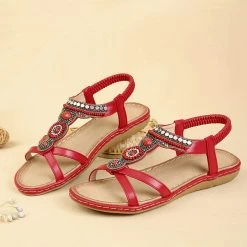 Nuheel® Womens Bohemian Summer Sandals Bead Style Beach Sandals Gladiator Sandals