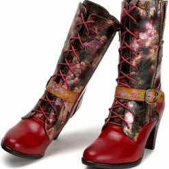 Nuheel® Womens Boots Leather Mid Calf Boots Low Block Heel Lace-up Shoes Woman 14 Nuheel® Womens Boots Leather Mid Calf Boots Low Block Heel Lace-up Shoes Woman