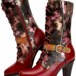 Nuheel® Womens Boots Leather Mid Calf Boots Low Block Heel Lace-up Shoes Woman 15 Nuheel® Womens Boots Leather Mid Calf Boots Low Block Heel Lace-up Shoes Woman