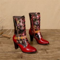 Nuheel® Womens Boots Leather Mid Calf Boots Low Block Heel Lace-up Shoes Woman 18 Nuheel® Womens Boots Leather Mid Calf Boots Low Block Heel Lace-up Shoes Woman